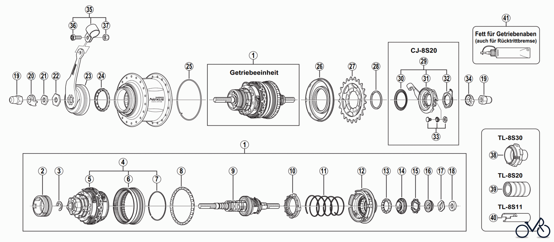 Shimano SG Getriebenabe /Nabenschaltung SG-8C20 SHIMANO NEXUS Achtgangnabe mit Rücktrittbremse 2005