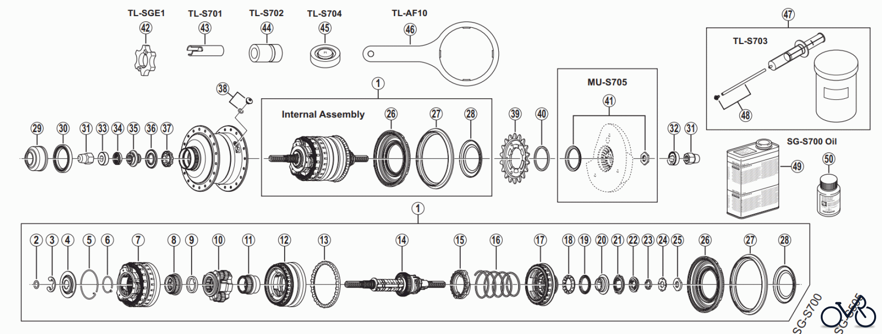 Shimano SG Getriebenabe /Nabenschaltung SG-S705 ALFINE 11-Speed Internal Hub