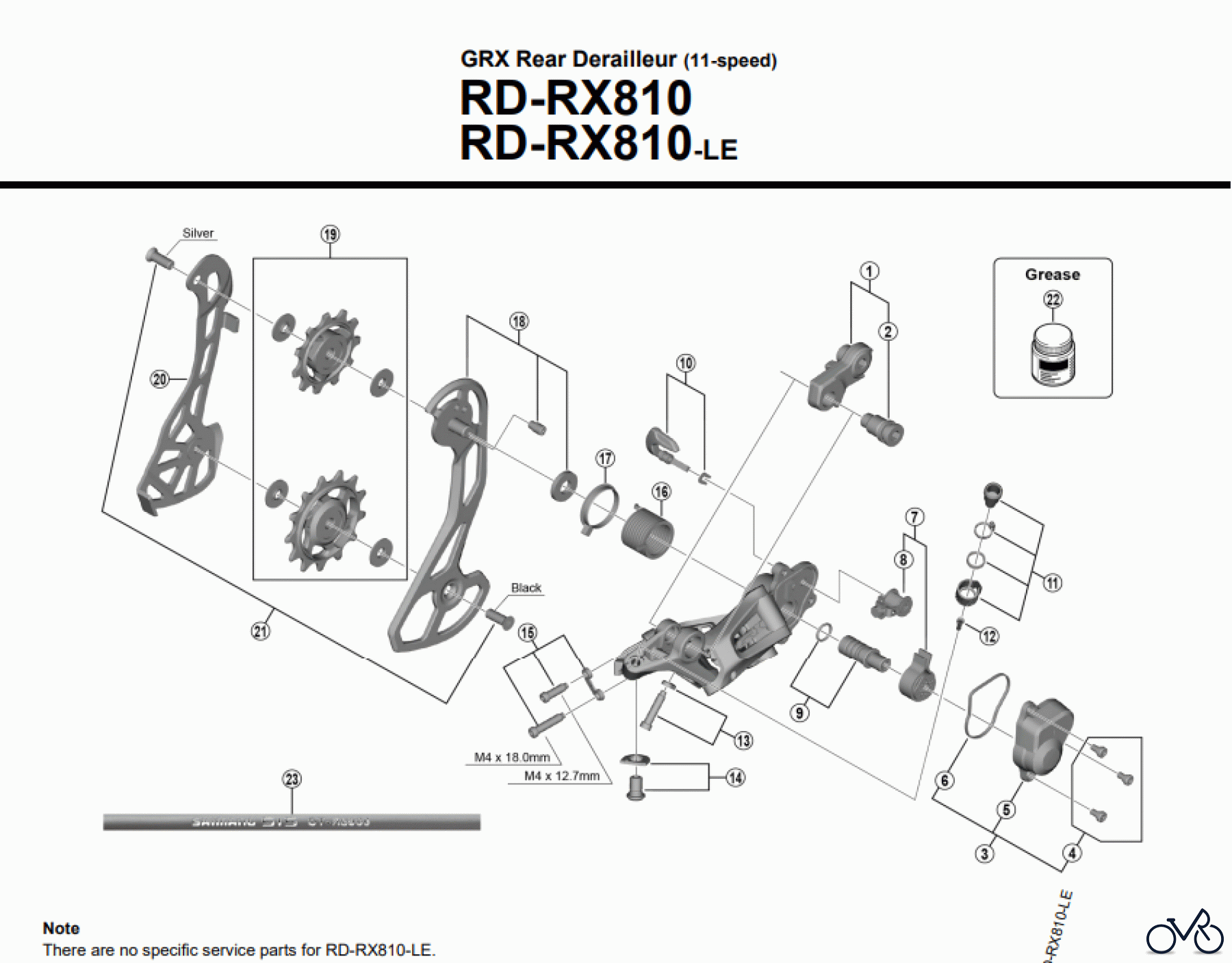 Shimano RD Rear Derailleur - Schaltwerk GRX Rear Derailleur (11-speed) RD-RX810 RD-RX810-LE
