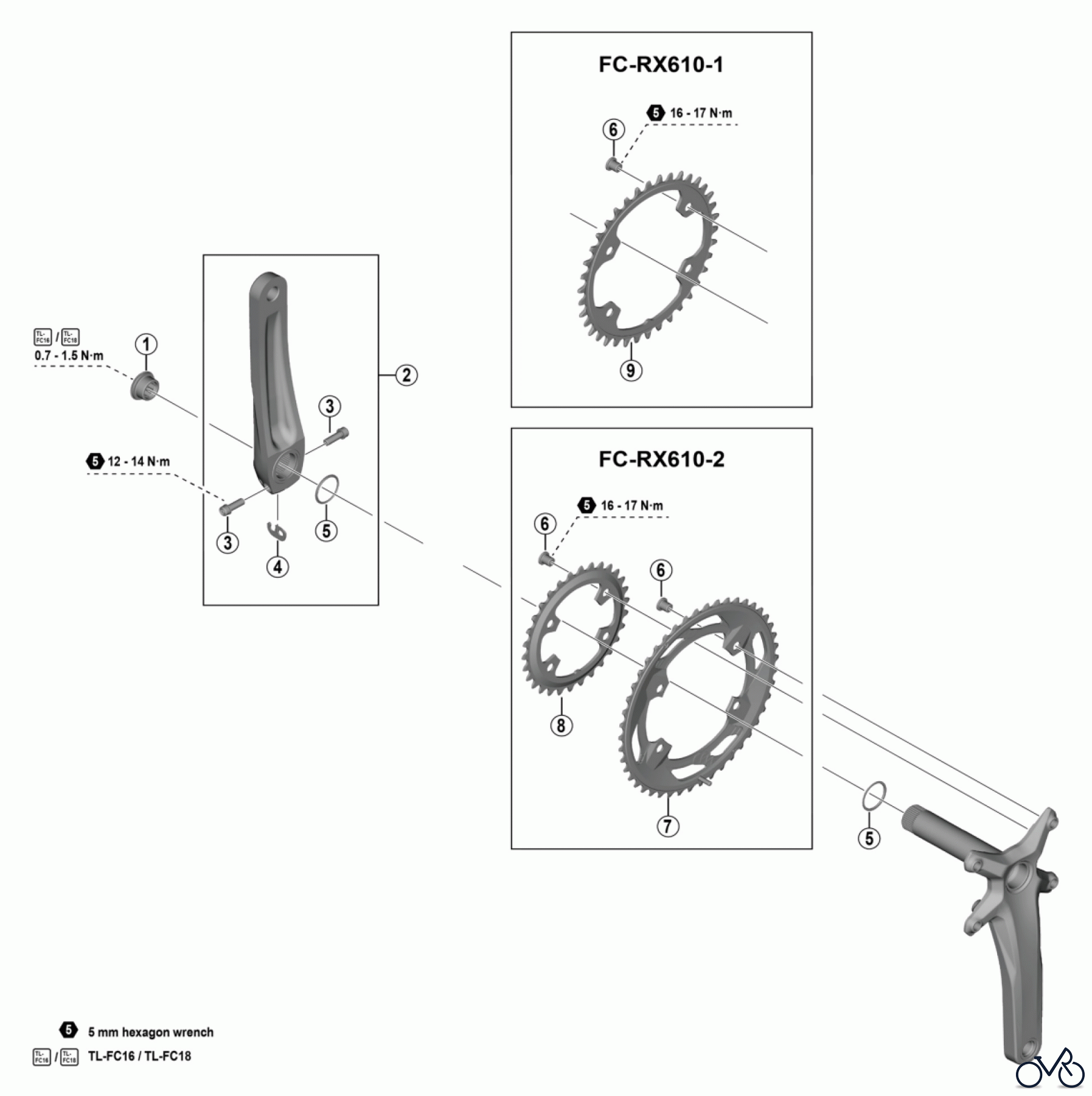 Shimano FC Front Chainwheel - Kurbelsatz, Vorderes Kettenblatt FC-RX610 GRX Crankset
