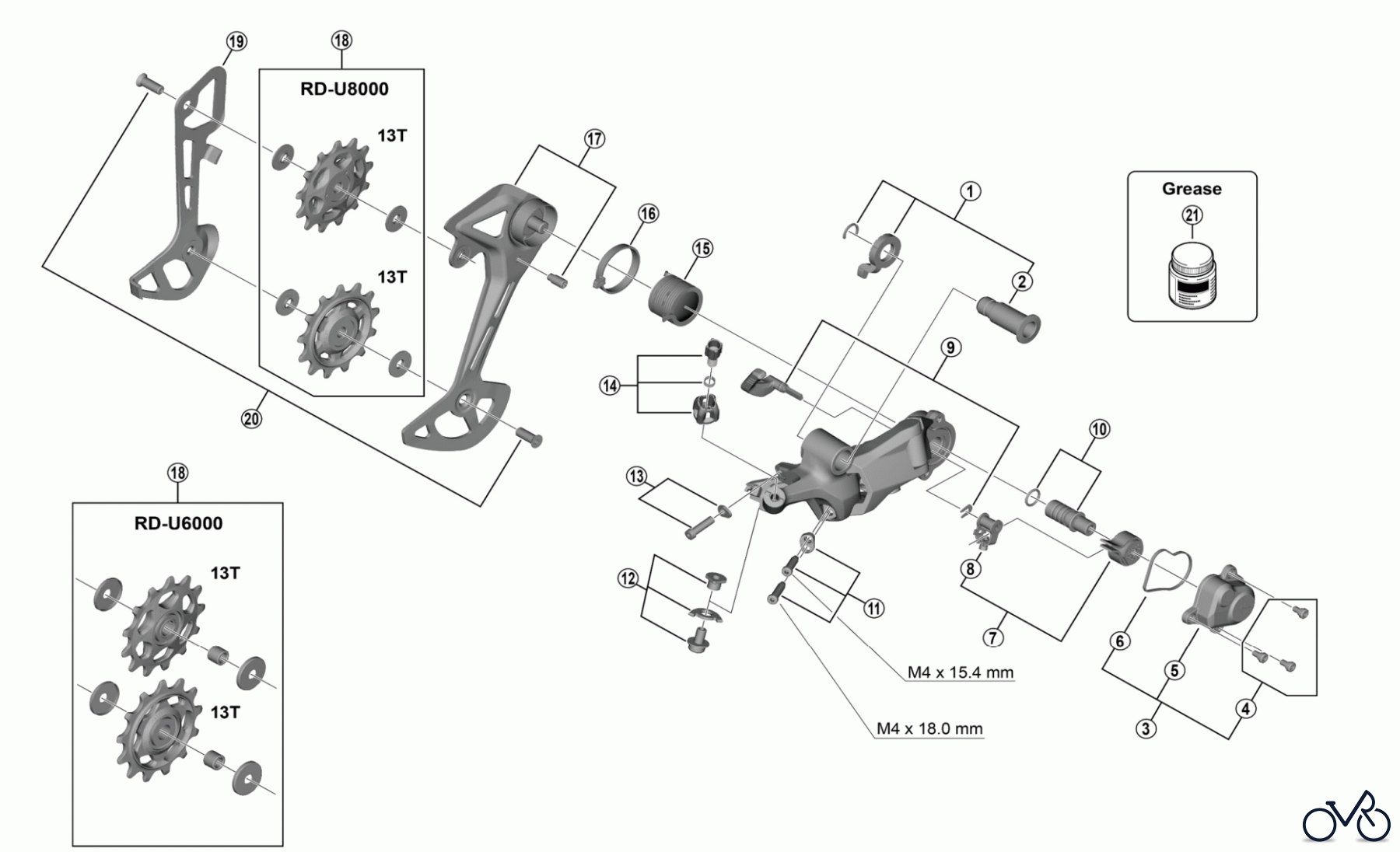 Shimano RD Rear Derailleur - Schaltwerk RD-U8000, RD-U6000 SHIMANO CUES Schaltwerk