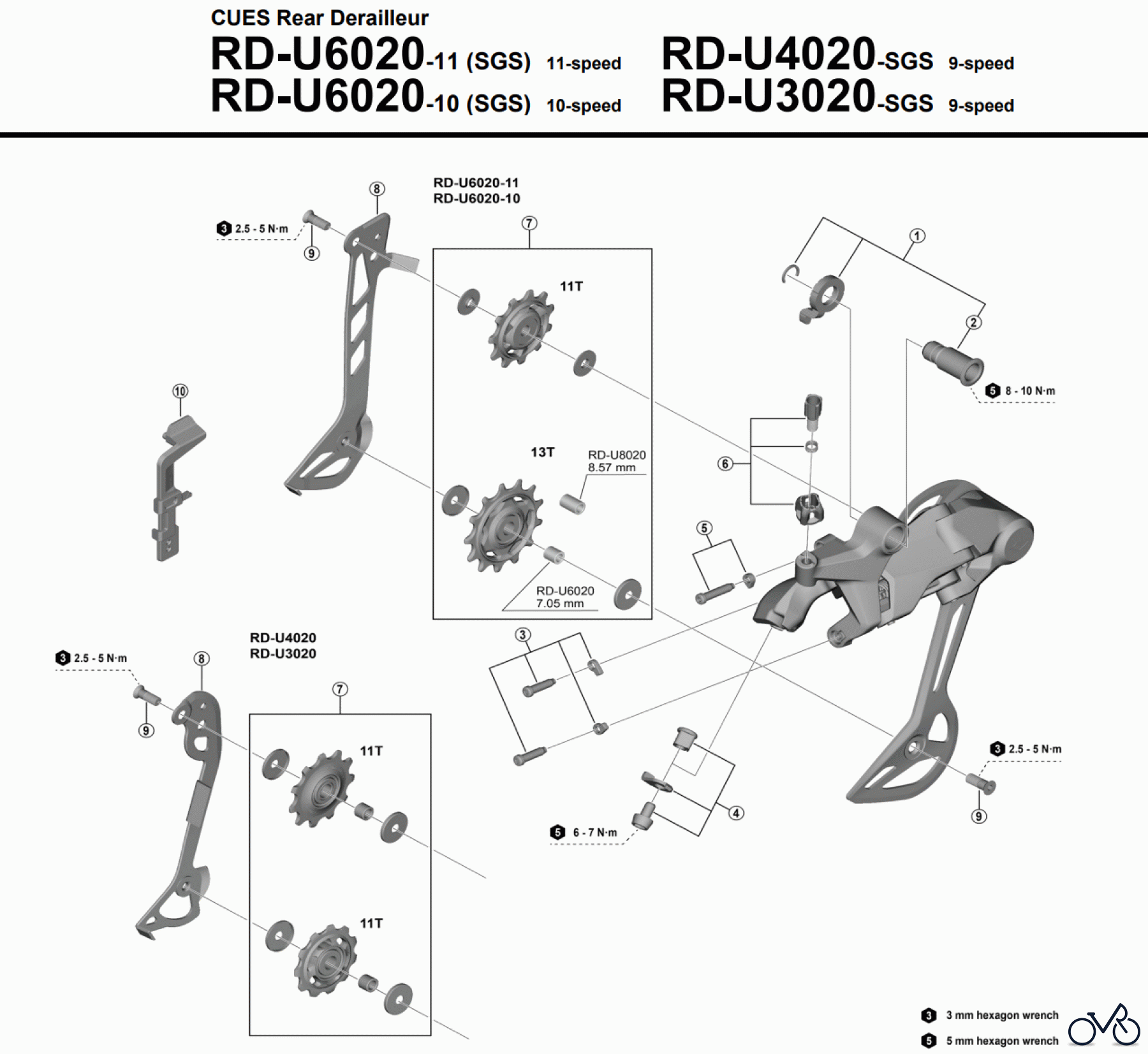Shimano RD Rear Derailleur - Schaltwerk RD-U6020, RD-U4020, RD-U3020 CUES Rear Derailleur