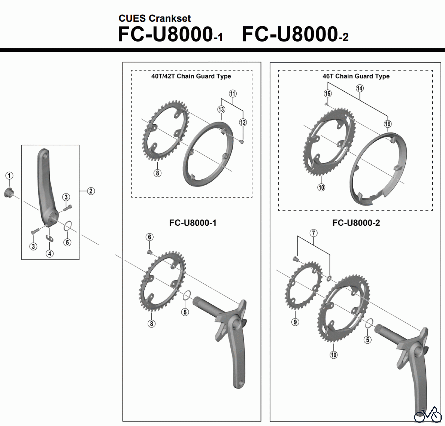 Shimano FC Front Chainwheel - Kurbelsatz, Vorderes Kettenblatt FC-U8000-1, FC-U8000-2 CUES Crankset