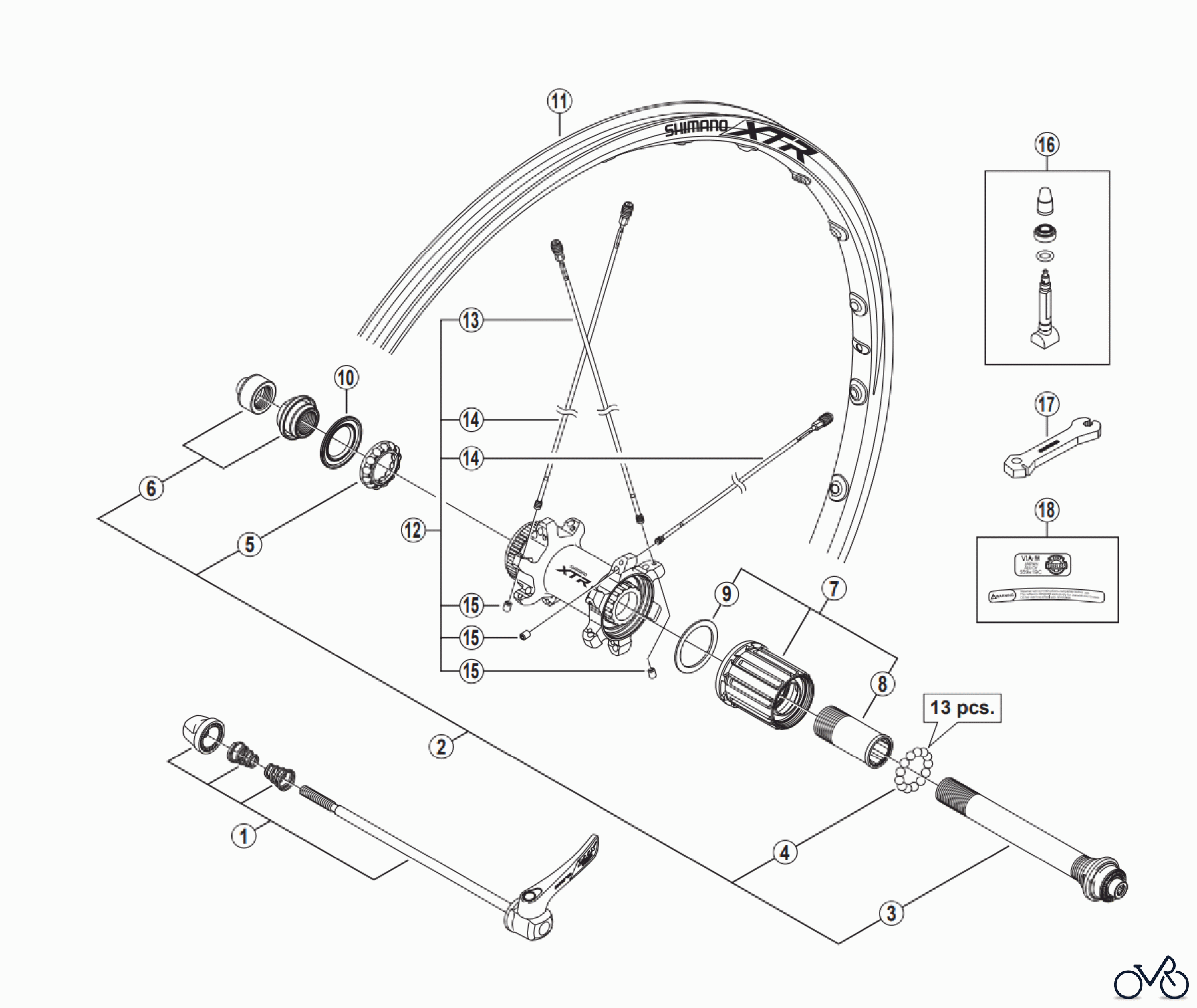 Shimano WH Wheels - Laufräder WH-M985-R XTR Rear Wheel (8/9/10-Speed)