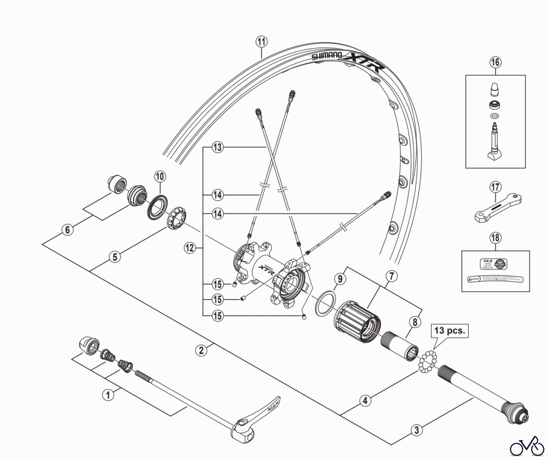 Shimano WH Wheels - Laufräder WH-M988-R XTR Rear Wheel (8/9/10-Speed)