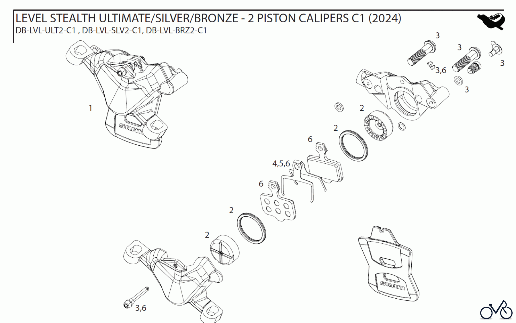 Sram Sram LEVEL STEALTH ULTIMATE/SILVER/BRONZE - 2 PISTON CALIPERS C1 (2024)