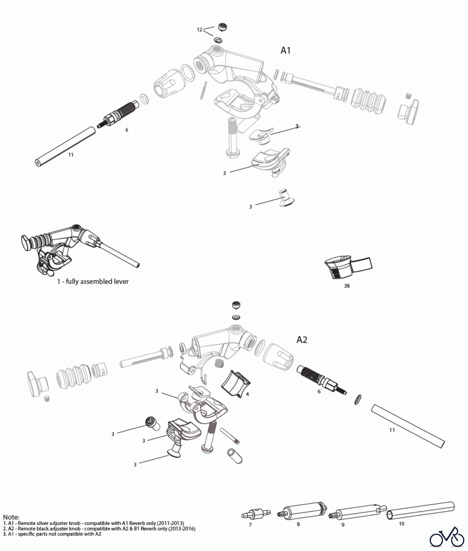 Sram RockShox REVERB/REVERB STEALTH REMOTE A1-A2 (2011-2016)
