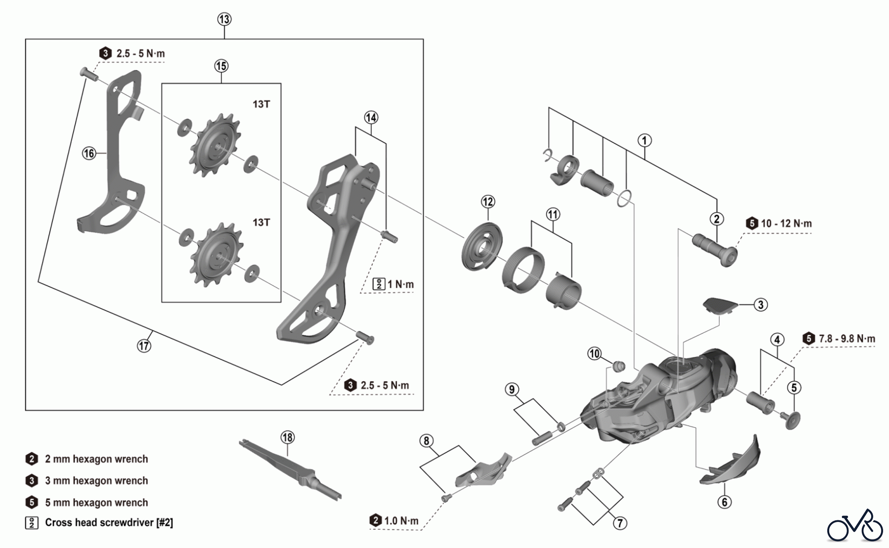 Shimano RD Rear Derailleur - Schaltwerk RD-RX827 (-5095) GRX Rear Derailleur 12-speed