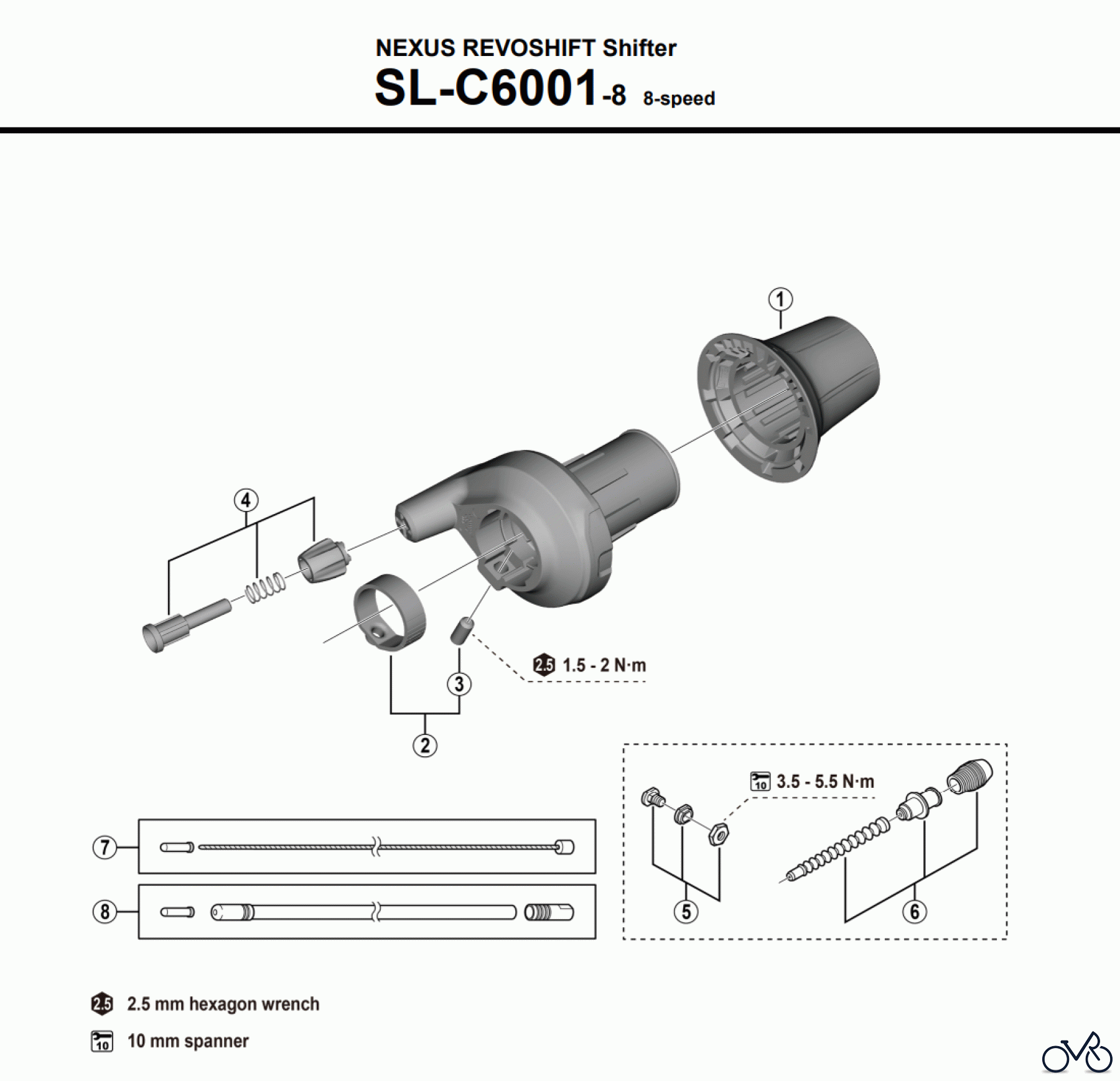 Shimano SL Shift Lever - Schalthebel SL-C6001-8 (-5101) NEXUS REVOSHIFT Shifter