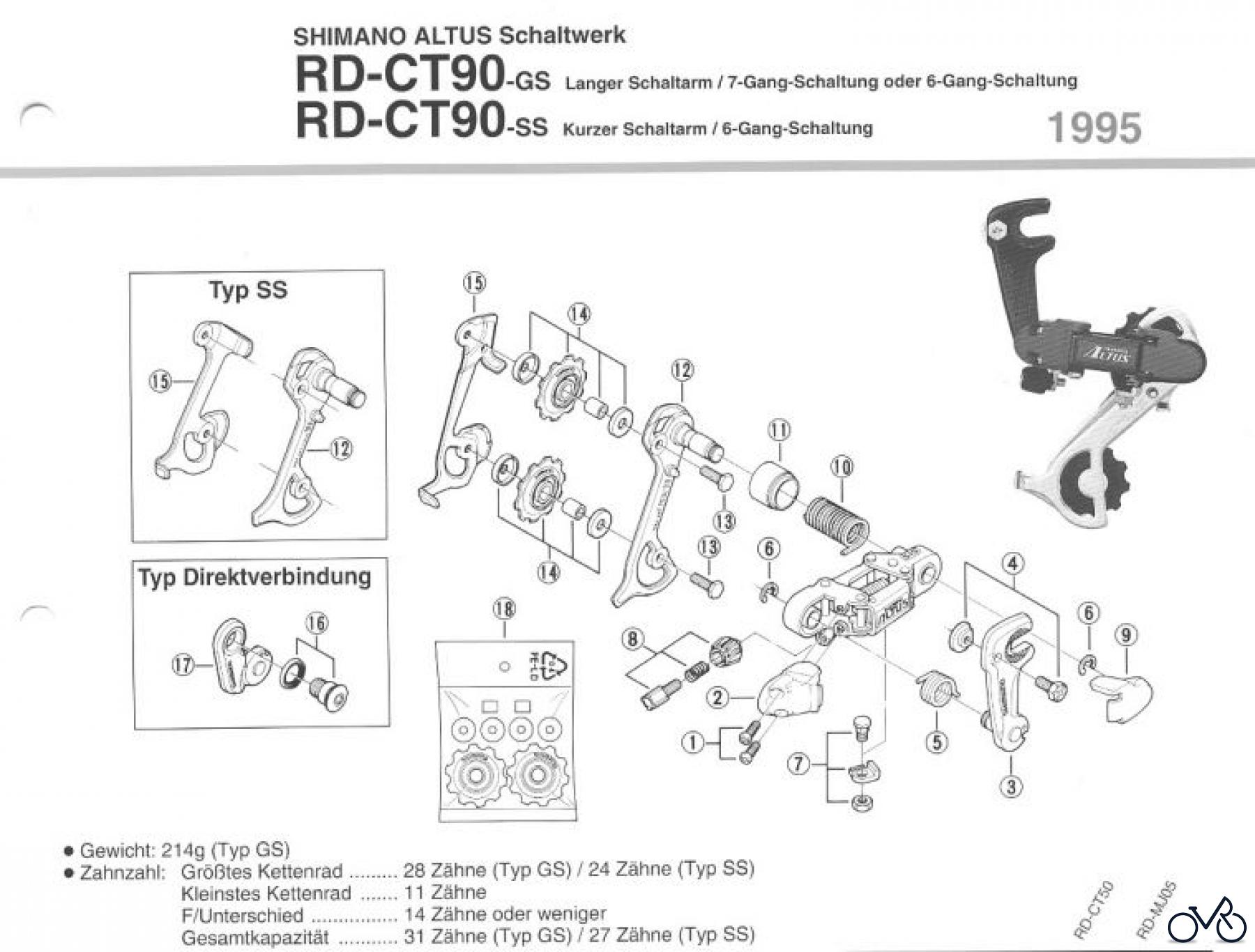 Shimano RD Rear Derailleur - Schaltwerk RD-CT90-95